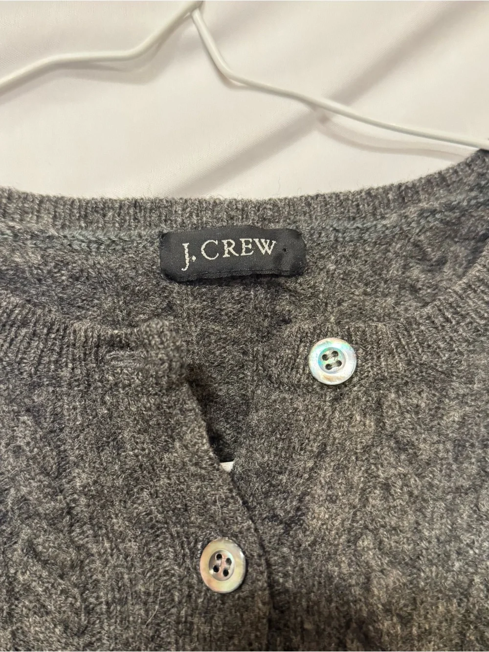 J. Crew Charcoal Cable-Knit Button Cardigan